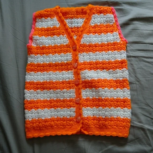 Vintage Crochet Striped Vest - Picture 1 of 4